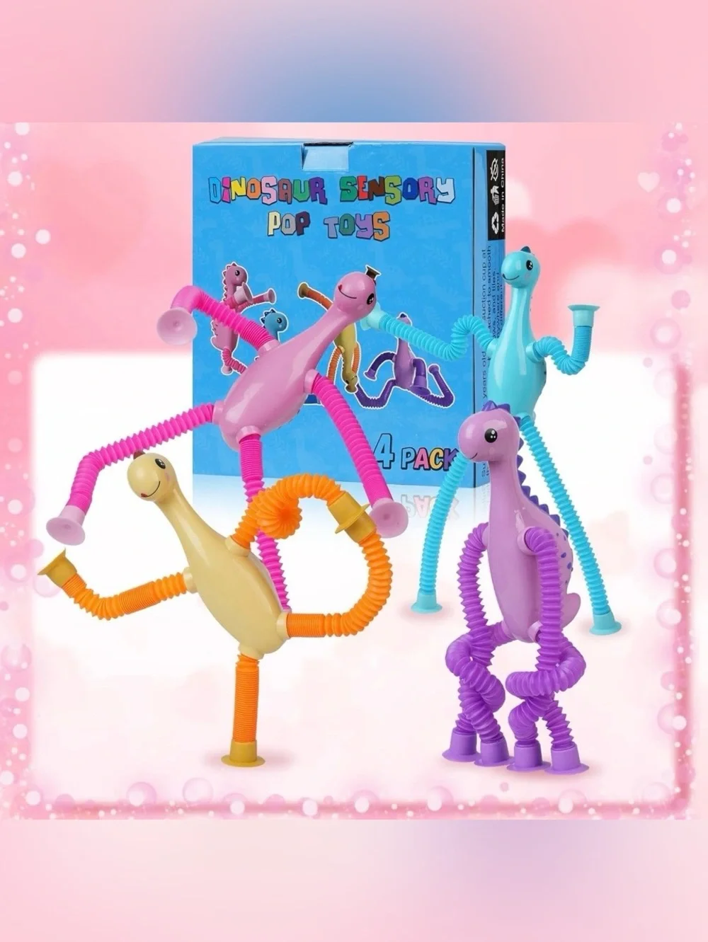 4 Dinosaur Pop Sensory Tubes